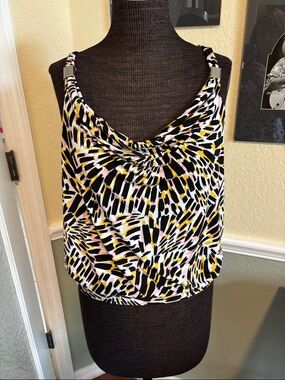 White House Black Market Black, White, Pink & Yellow Cowl-Neck lounging set  S